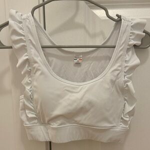 White Ruffled Sports Bra